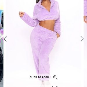 Lavender fashion nova fuzzy two piece set